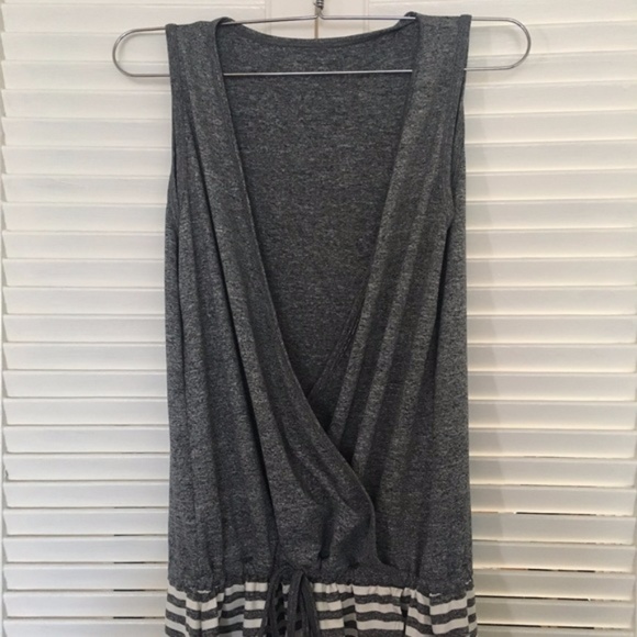 Heather Grey Mapale Dress w/ Horizontal Stripes - Picture 2 of 4